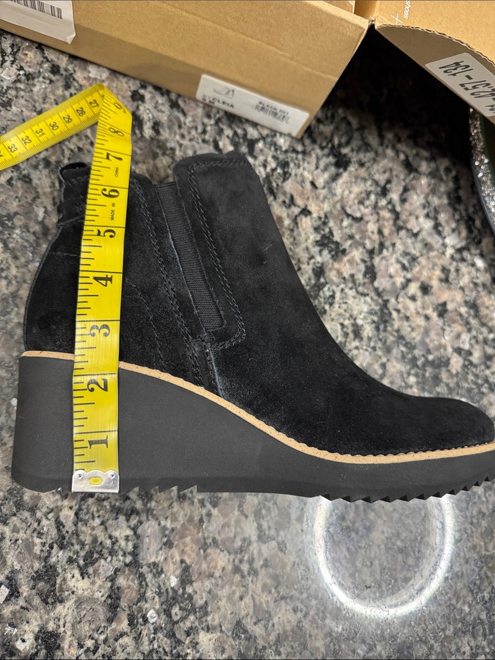 Earth Black Suede boho Wedge Ankle Boot - Women's NEW 9 - Picture 12 of 12
